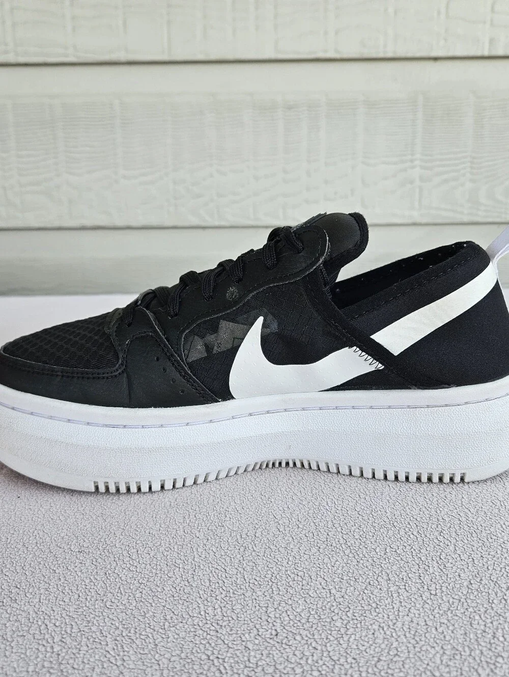 Nike Court Vision Alta TXT Shoes Women SZ 8.5 Black Platform Sneakers CW6536-001